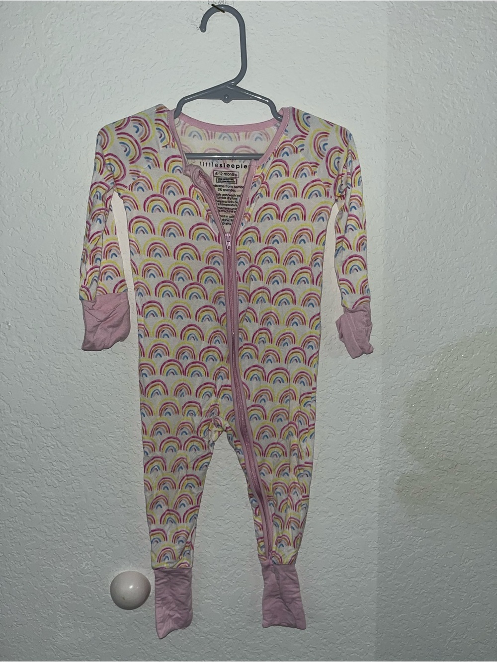 Little Sleepies pink rainbow footie pajamas